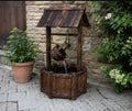 Rustikaler Wunschbrunnen mit Wasserfall – Dekobrunnen aus Holz für Garten & Terrasse 58,5x51x117cm