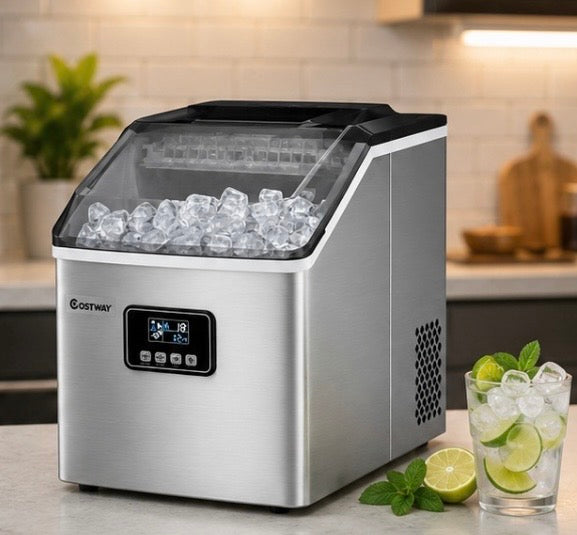 2,4L Eiswürfelmaschine Edelstahl – Ice Maker mit Timer & Selbstreinigung