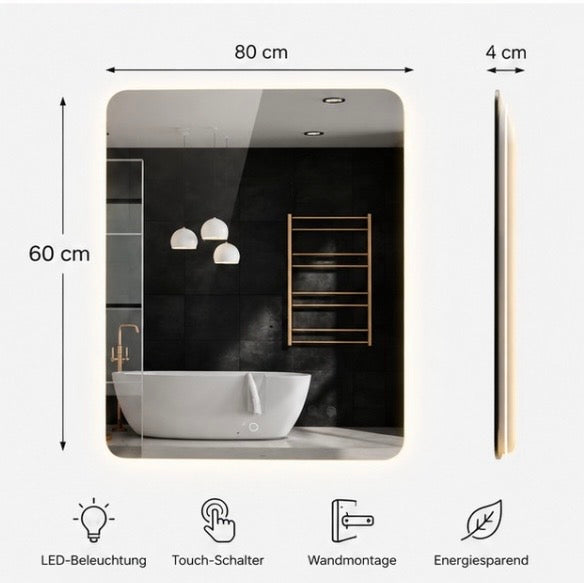 GlowMirror™️ – LED Badspiegel mit Touch-Funktion