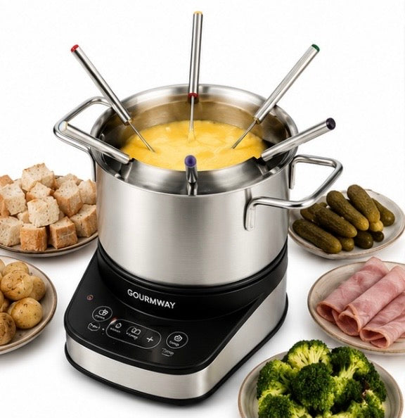 FondueMaster Pro – Elektrisches Fondue Set 1200W mit Edelstahl-Topf