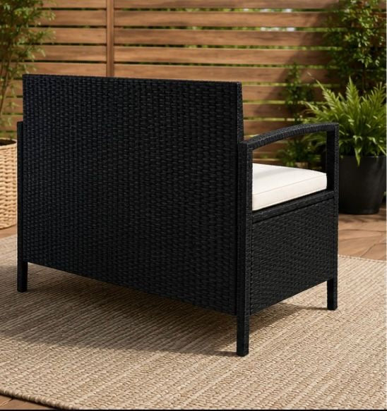 GardenRelax™️ – Premium Rattan Gartenbank mit Stauraum