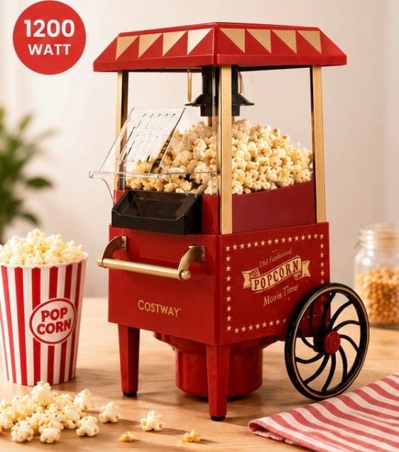 Retro Popcornmaschine 1200W – Heißluft Popcorn Maker im Kino-Design