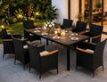 9-teiliges Rattan Gartenmöbel Set für 8 Personen – Wetterfeste Sitzgruppe mit Tisch & Komfortstühlen