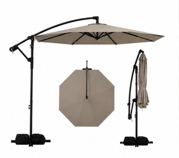 Ampelschirm 300 cm mit Ständer & Kurbel – Wetterfester Sonnenschirm für Garten, Terrasse & Balkon