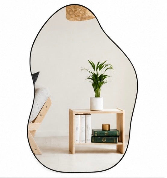 Asymmetrischer Wandspiegel – Moderner Design Spiegel mit Metallrahmen für Wohnzimmer, Flur & Schlafzimmer