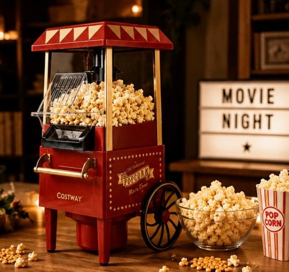 Retro Popcornmaschine 1200W – Heißluft Popcorn Maker im Kino-Design