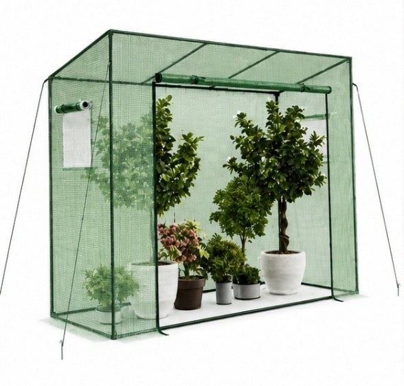 Gewächshaus mit Aufrollbarer Tür & Netzfenstern – Wetterfestes Foliengewächshaus für Garten und Balkon
